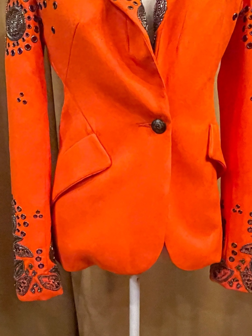 NEW! L'agence Orange Beaded Blazer Size 2 - Picture 6 of 16